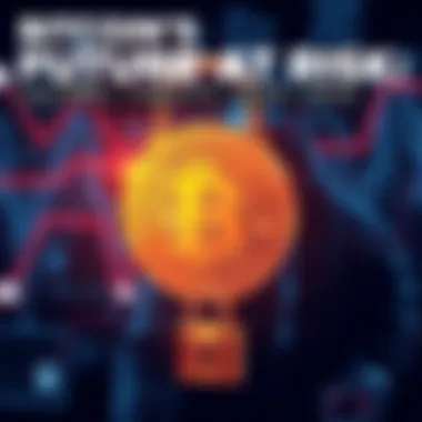 A digital illustration showing a Bitcoin icon with a padlock and a hacker silhouette in the background, symbolizing security risks.