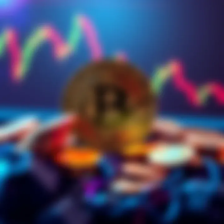 Bitcoin holders selling large amounts of cryptocurrency with a graph showing a price drop in the background