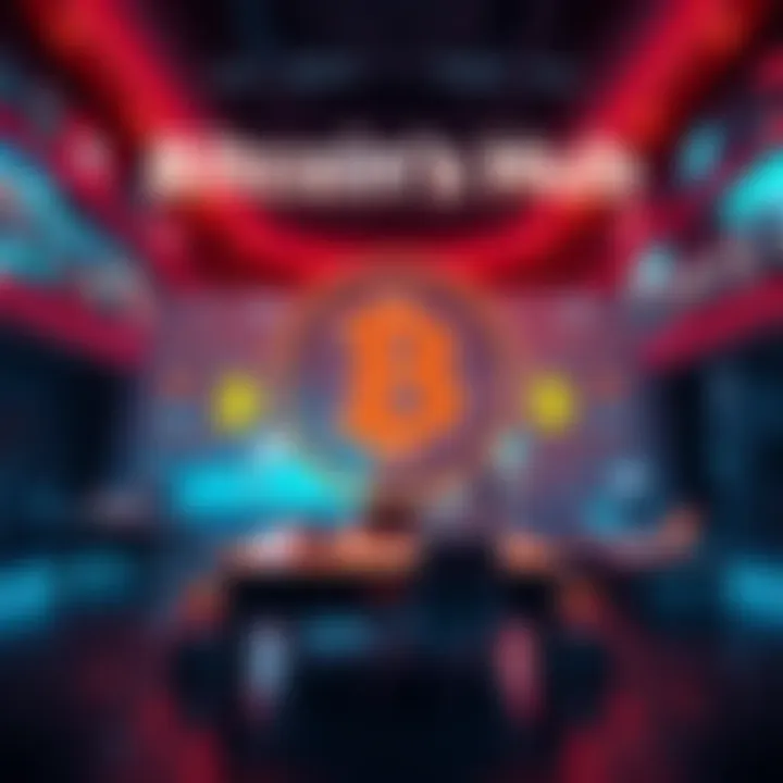 Bitcoin Hub Overview A vibrant digital platform showcasing Bitcoin statistics, news articles, and an interactive chat for thousands of people.