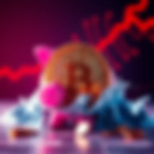 A digital representation of Bitcoin coins protecting a piggy bank from waves labeled inflation.