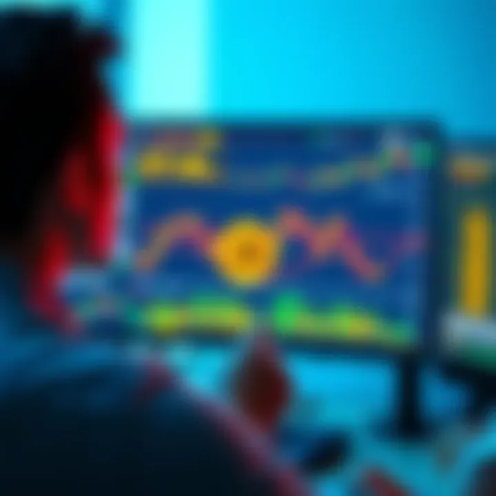 A person looking at a computer screen displaying Bitcoin prices and charts, considering an investment decision.