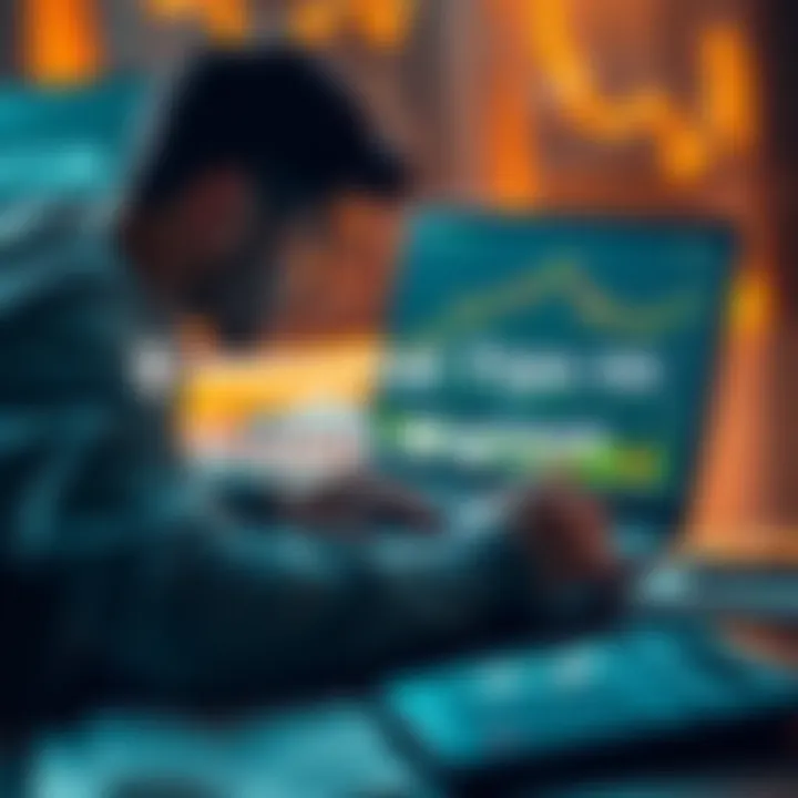 A beginner looking at Bitcoin charts on a laptop, with notes and a calculator beside them.