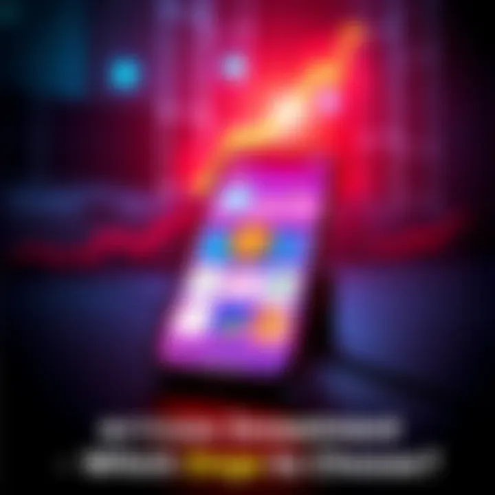 A smartphone displaying various Bitcoin investment apps with charts and graphs on the screen