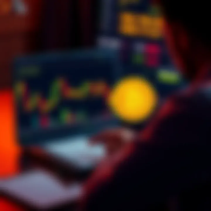 Bitcoin Investment Concept A person looking at a Bitcoin chart on a laptop, contemplating investment decisions with a notepad beside them.