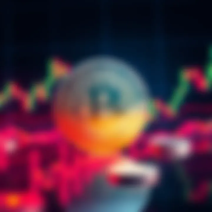 Bitcoin Investment Concept A visualization of 0.7 Bitcoin represented as a digital coin with financial graphs in the background, indicating market trends.