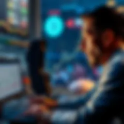A person looking at a computer screen showing Bitcoin value with a surprised expression, contemplating financial decisions about a newfound investment.