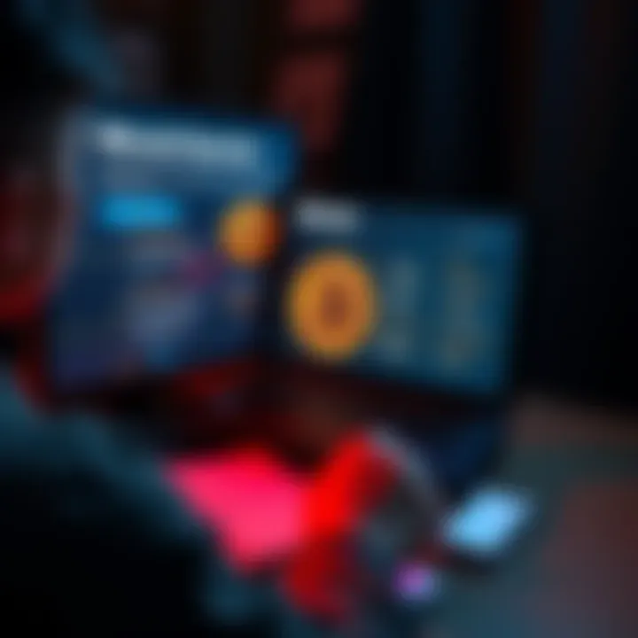 A person looking at a computer screen displaying Bitcoin wallet setup instructions, with a notebook and pen beside them.