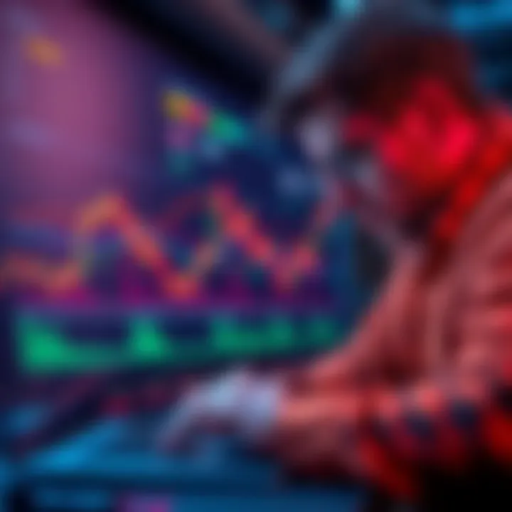 A person looking at Bitcoin price charts on a laptop with a thoughtful expression while jotting down notes.