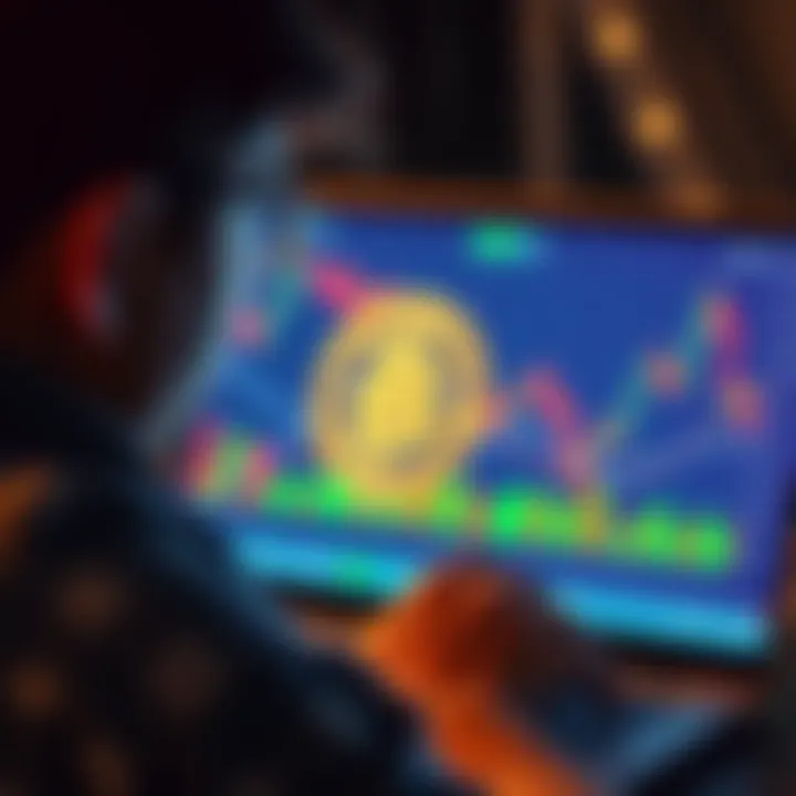 A person looking at a Bitcoin chart on a laptop, reflecting on their investment plans.