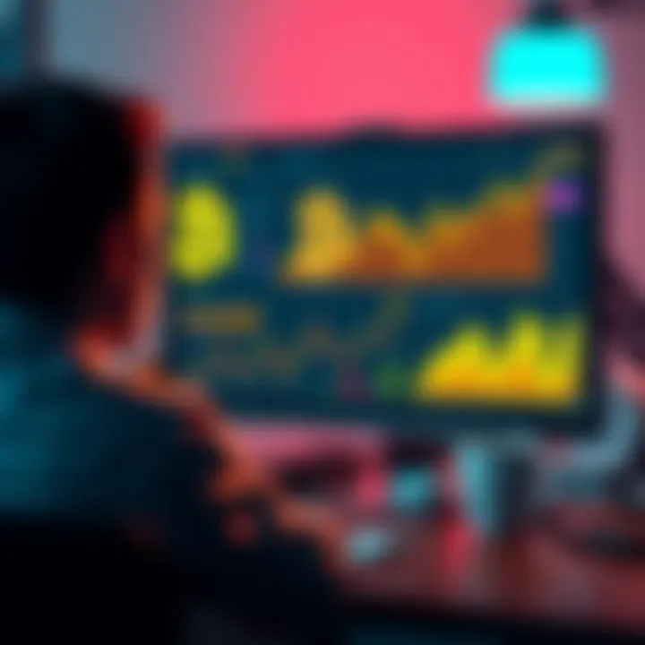 Bitcoin investment journey A person looking at a computer screen displaying Bitcoin charts and graphs, reflecting on investment growth, with a coffee cup nearby