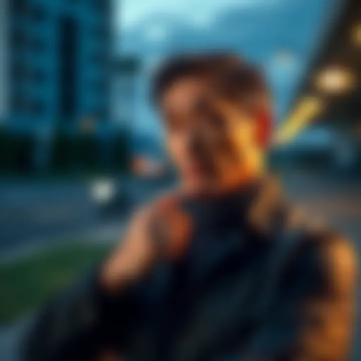 Bitcoin Investment Reflection An investor contemplating their $100k Bitcoin investment outside with a thoughtful expression.