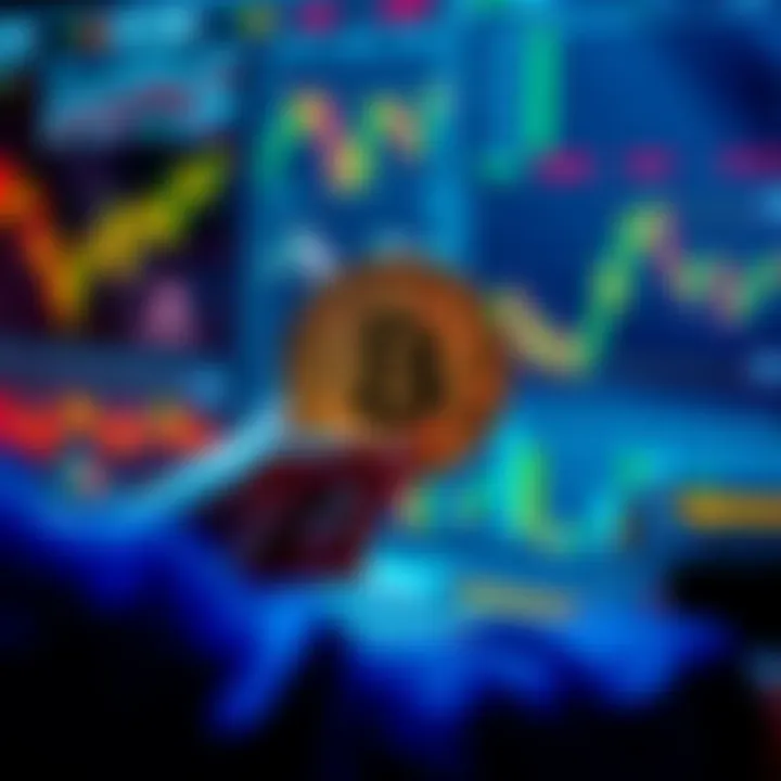 Bitcoin investment strategies A person analyzing Bitcoin charts with financial graphs and calculators, emphasizing smart investment rules.