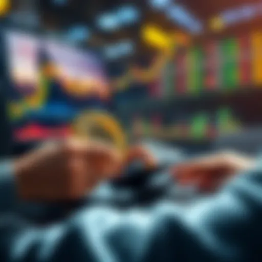 A person analyzing Bitcoin graph trends with a laptop and calculator, considering investment strategies for a 5k bonus.