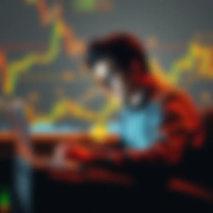 A person analyzing Bitcoin charts and making daily investments on a laptop, envisioning a future with high returns.