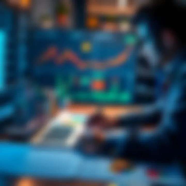 Bitcoin Investment Strategy A person analyzing Bitcoin trends and charts, planning a five-year investment strategy with a laptop and charts on the table.