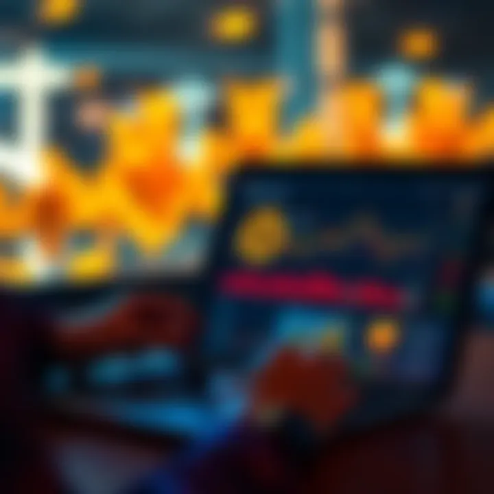 Bitcoin Investment Tips A person analyzing Bitcoin investment strategies on a laptop with charts and graphs visible