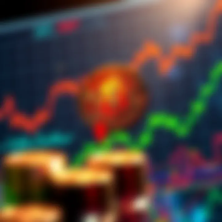 Chart showing Bitcoin price changes with upward and downward trends