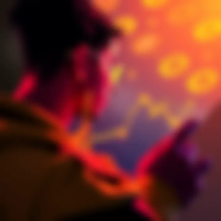 A person looking at a graph showing the decline of Bitcoin holdings from a high amount to a low one, reflecting on their cryptocurrency experience.