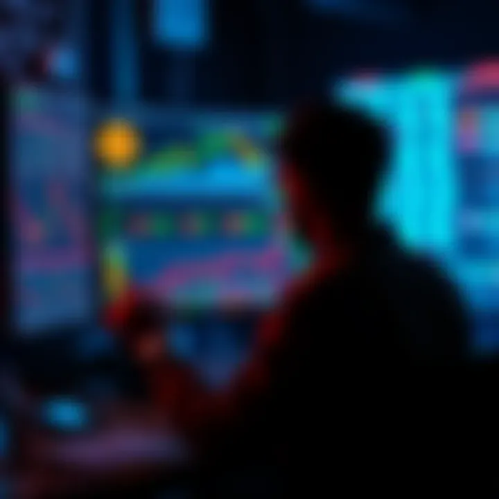 A person looking at a computer screen displaying Bitcoin graphs and charts, pondering their next move in cryptocurrency.