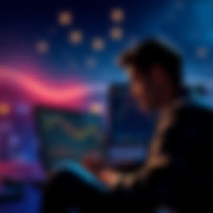 A person looking at a laptop with Bitcoin charts while dreaming of a motorcycle, reflecting on their investment journey.