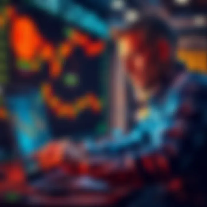 A person analyzing Bitcoin charts on a laptop while contemplating a loan against cryptocurrency in a bear market.