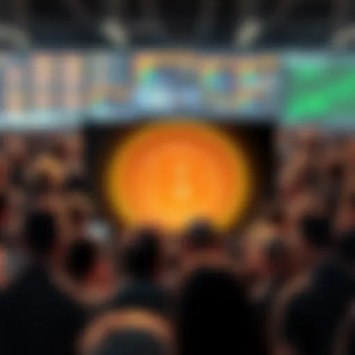 A crowd of people sharing their thoughts about the Bitcoin logo on user boards