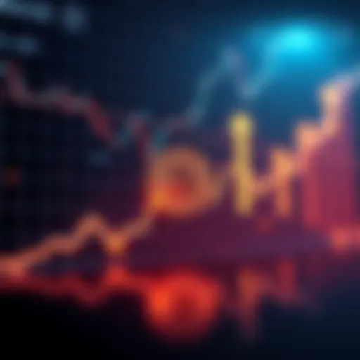 Graph showing Bitcoin price trends with upward and downward arrows, symbolizing market fluctuations