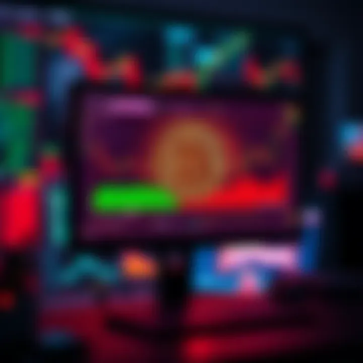 A graphic showing a computer screen displaying Bitcoin data and charts, inviting people to join a beta testing program.