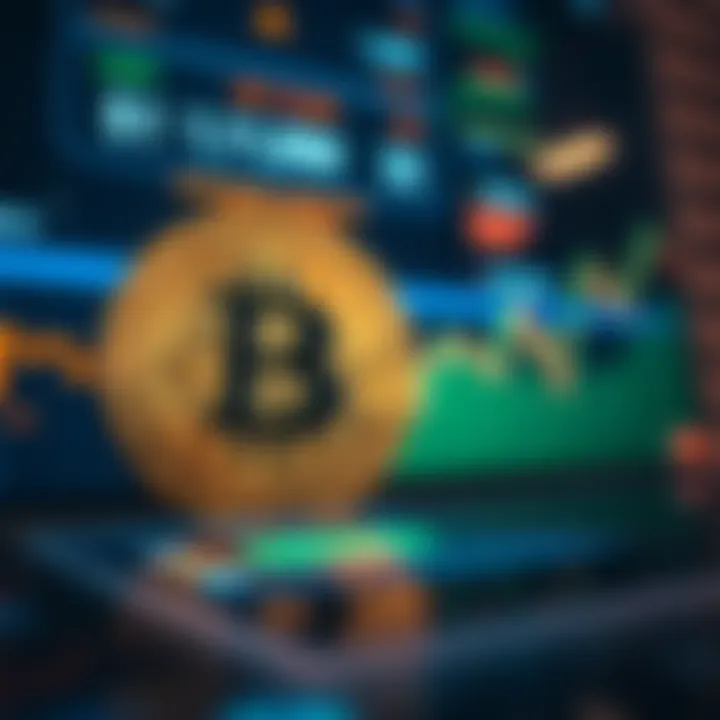 A Bitcoin symbol next to a digital display showing its market cap, representing the discussion about its value and risks.