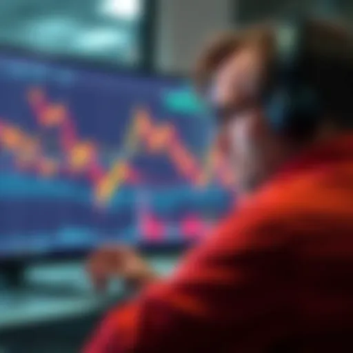 A worried investor looking at Bitcoin charts on a computer screen, showing declining prices and market fears.