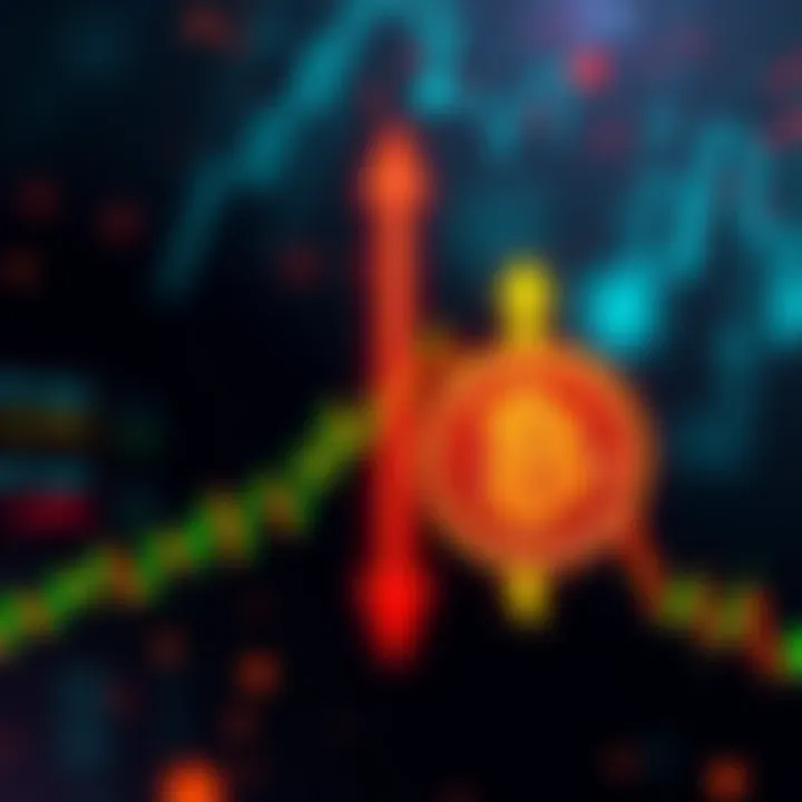 Illustration showing the Golden Cross and Death Cross in Bitcoin trading. Graphs depicting price trends with upward and downward arrows.