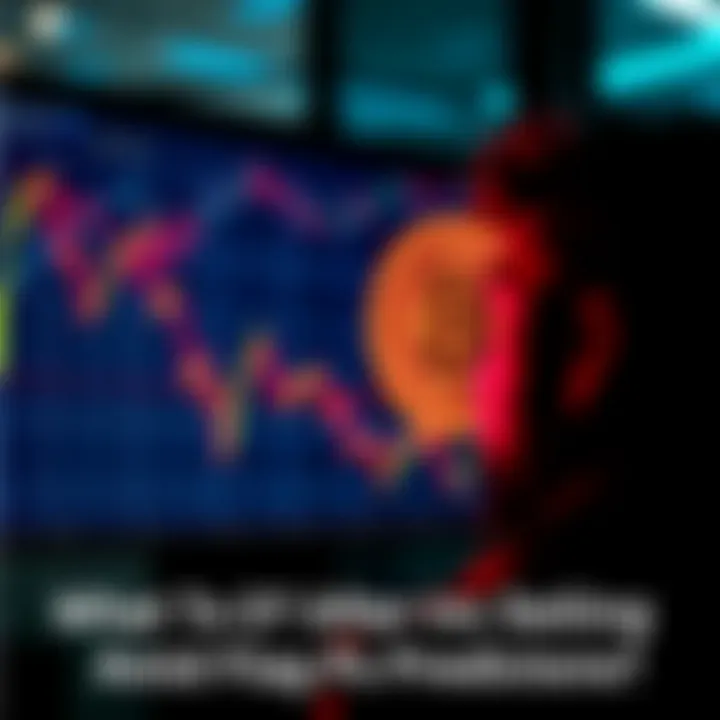 A graph showing a downward trend in Bitcoin prices with a person looking at the screen, contemplating investment options after selling.