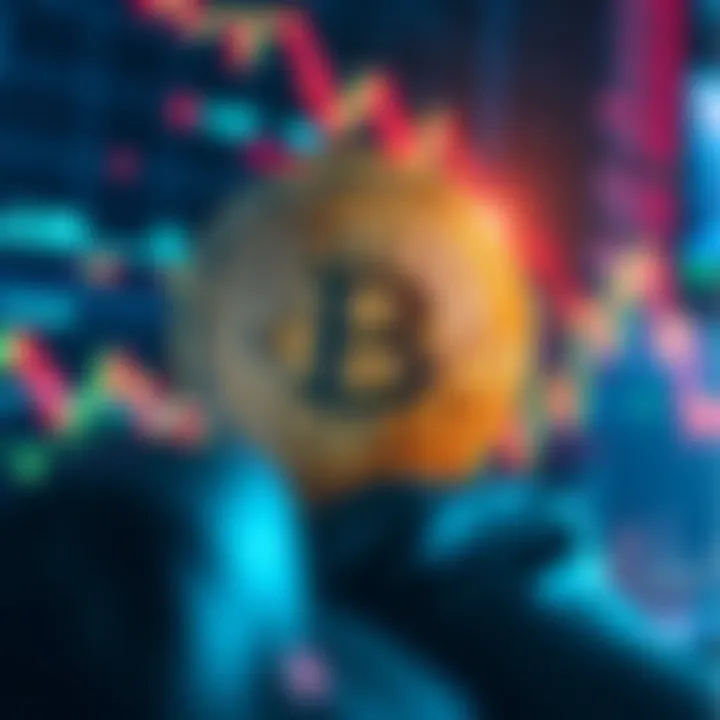 A digital representation of Bitcoin's resilience, with a background showing economic indicators and fluctuating charts.