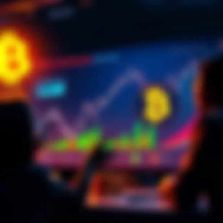 Bitcoin market warning A graphic showing a downward trend in Bitcoin value with concerned investors looking at charts and graphs