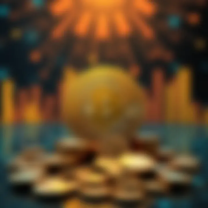 A graphic representing Bitcoin with coins and a digital background, symbolizing 20 million coins mined and the Cypherpunk's Manifesto's 33rd anniversary.