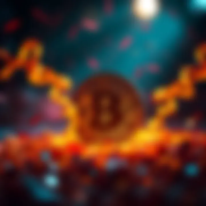 Celebration of Bitcoin reaching a significant milestone, featuring a graphic of a bitcoin symbol with confetti and a celebratory backdrop.