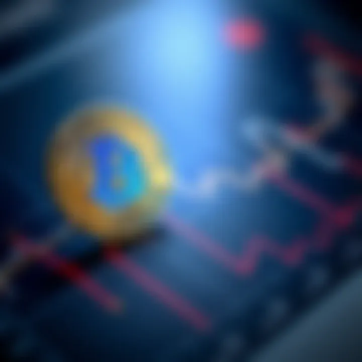 A close-up view of a Bitcoin coin on top of a financial graph showing upward trends, symbolizing growth in personal finance.