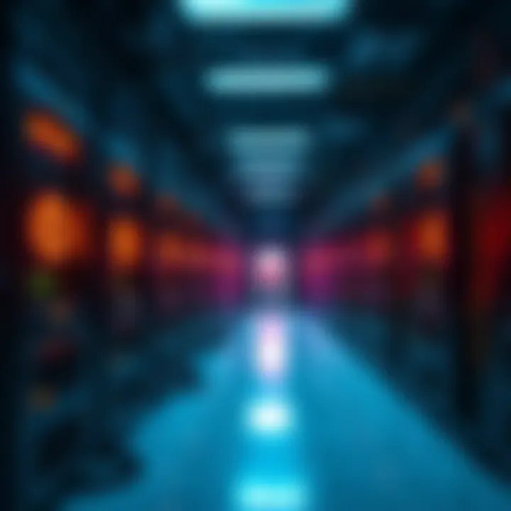 A row of Bitcoin mining machines running in a dimly lit room, showing signs of wear and a few powered off, indicating financial strain.