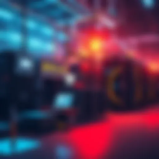 Visual representation showing a solo miner working on a small setup alongside a large industrial mining operation with multiple machines.