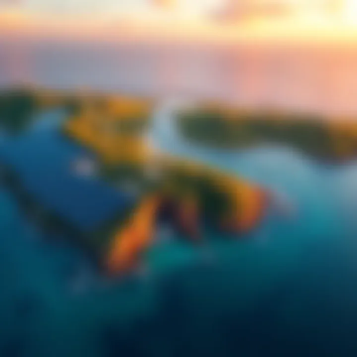 Bitcoin Mining Hub in Colombia A panoramic view of Colombia's Caribbean coast with wind turbines and solar panels, symbolizing renewable energy and Bitcoin mining.