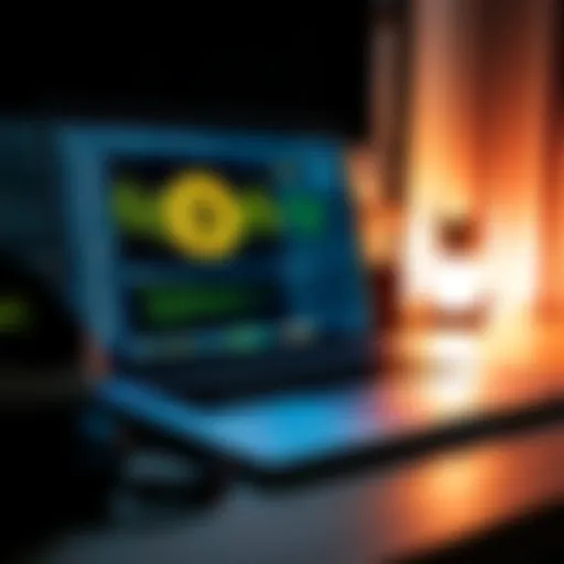 A Macbook M4 Air on a desk with Bitcoin mining software displayed on the screen