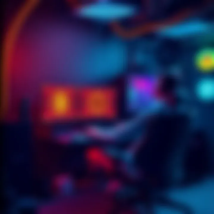 A person sitting at a computer with multiple graphics cards mining Bitcoin