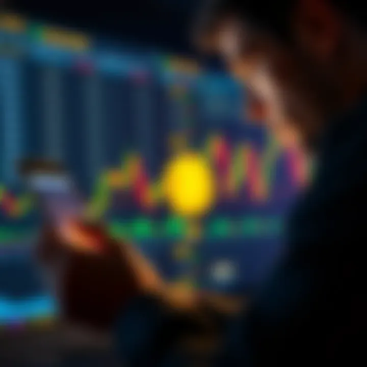 A person analyzing Bitcoin candle chart data for research