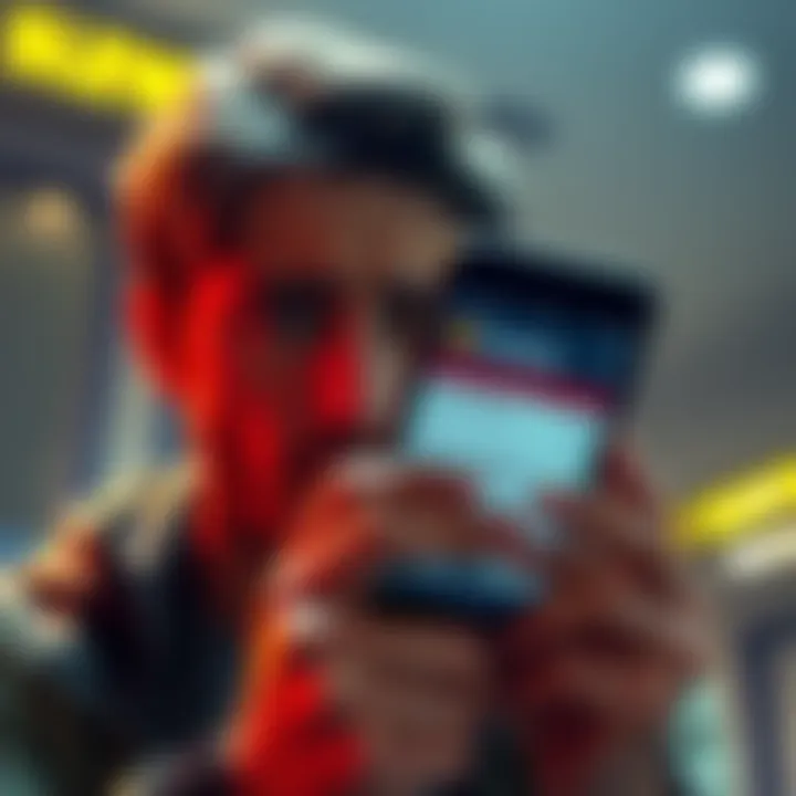 An individual looks concerned while holding a smartphone displaying a seized bitcoin payment notification on a Kraken exchange, amid a legal backdrop.