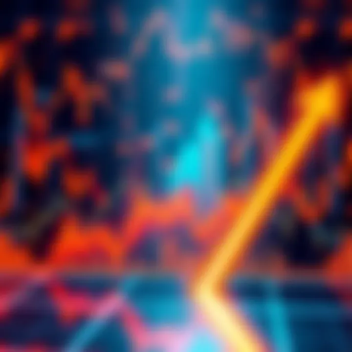A graphic showing a rising Bitcoin price chart with a bright upward arrow and a digital background