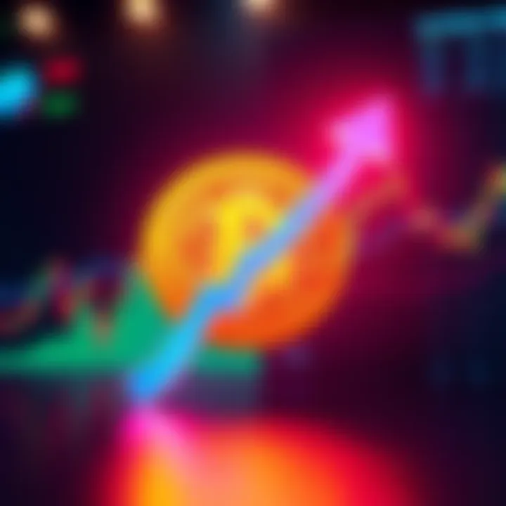 Bitcoin Quick Prediction A graphic showing a Bitcoin symbol with an upward and downward arrow, representing price prediction options in a market setting