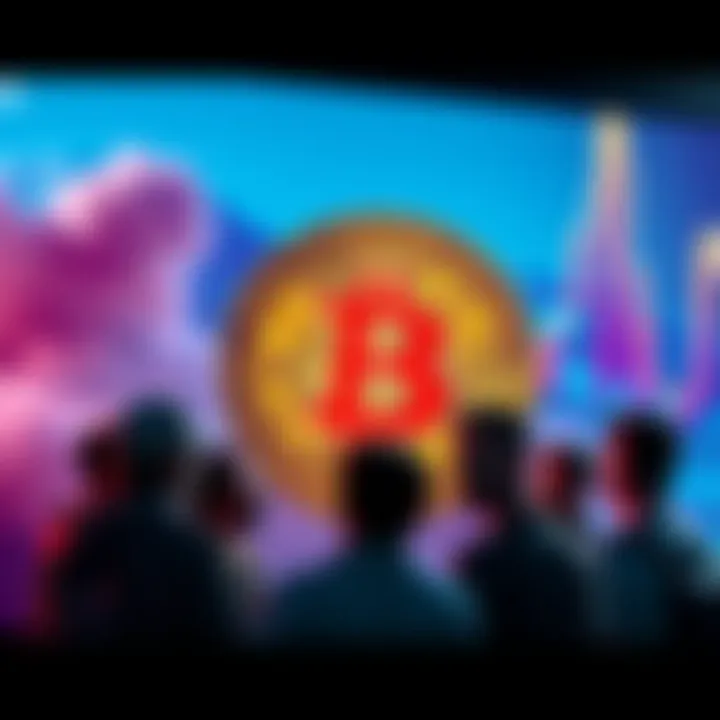 Bitcoin predictions under scrutiny A group of Bitcoin enthusiasts discussing and questioning inaccurate predictions made by cycle bros, with a Bitcoin symbol in the background