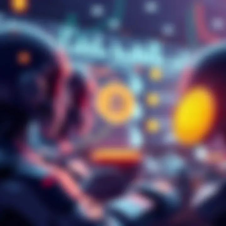 A digital illustration showing AI agents analyzing Bitcoin and stablecoins with a focus on Bitcoin, representing financial choices in a tech-driven economy.