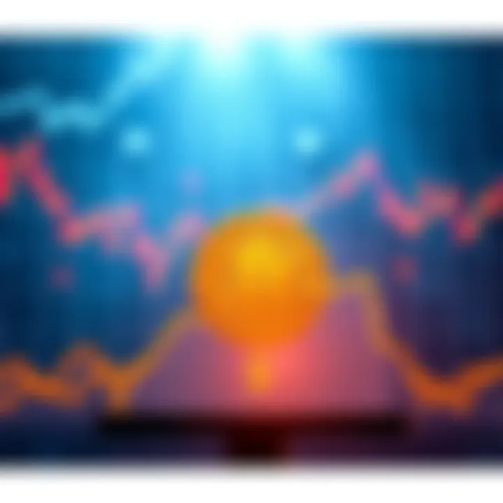 A fluctuating Bitcoin price chart with a downward trend and a target mark at $40,000, representing current market discussions.