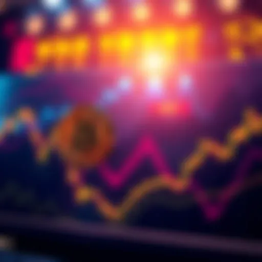 A Bitcoin price chart showing fluctuations and trends over time with a downward trend visible